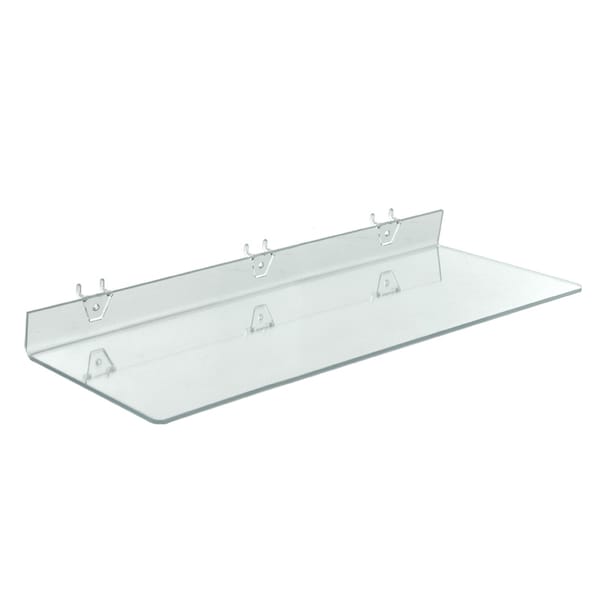 24"W x 8"D Clear Acrylic Shelf for Pegboard and Slatwall, PK4